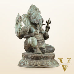 Indonesian Bronze Ganesha Statue | Lost Wax Sculpture | 17"