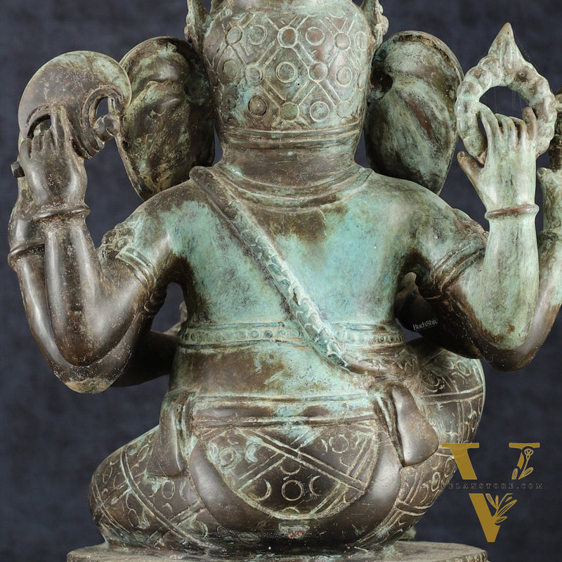 Indonesian Bronze Ganesha Statue | Lost Wax Sculpture | 17"