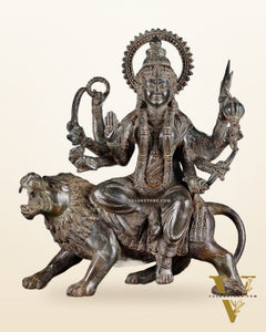 Indonesian Bronze Goddess Durga Sculpture 13.5"