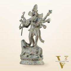 Indonesian Bronze Goddess Durga Statue | Lost Wax Casting | 13"