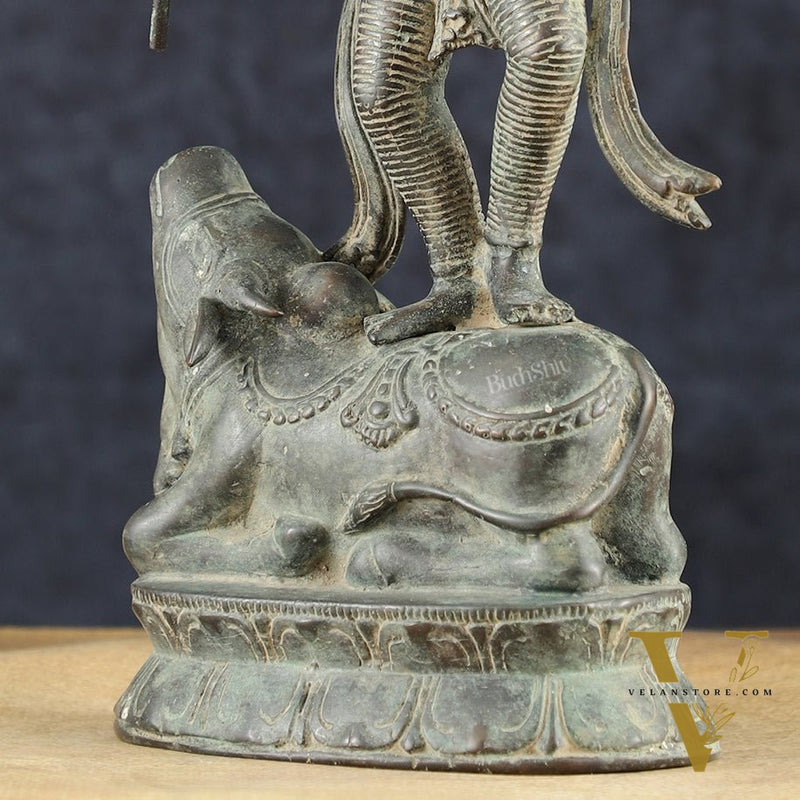 Indonesian Bronze Goddess Durga Statue | Lost Wax Casting | 13"