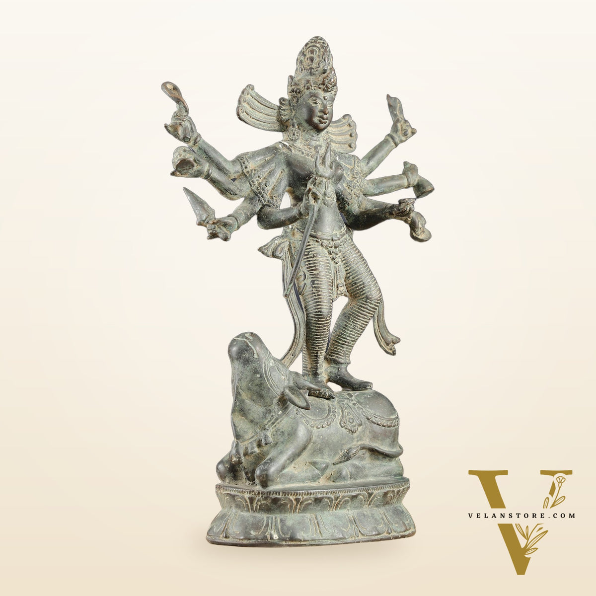 Indonesian Bronze Goddess Durga Statue | Lost Wax Casting | 13"