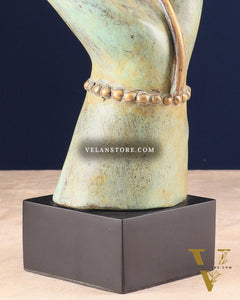 Indonesian Bronze Goddess Parvati Hand Holding a Lotus Table Accent Showpiece 17"
