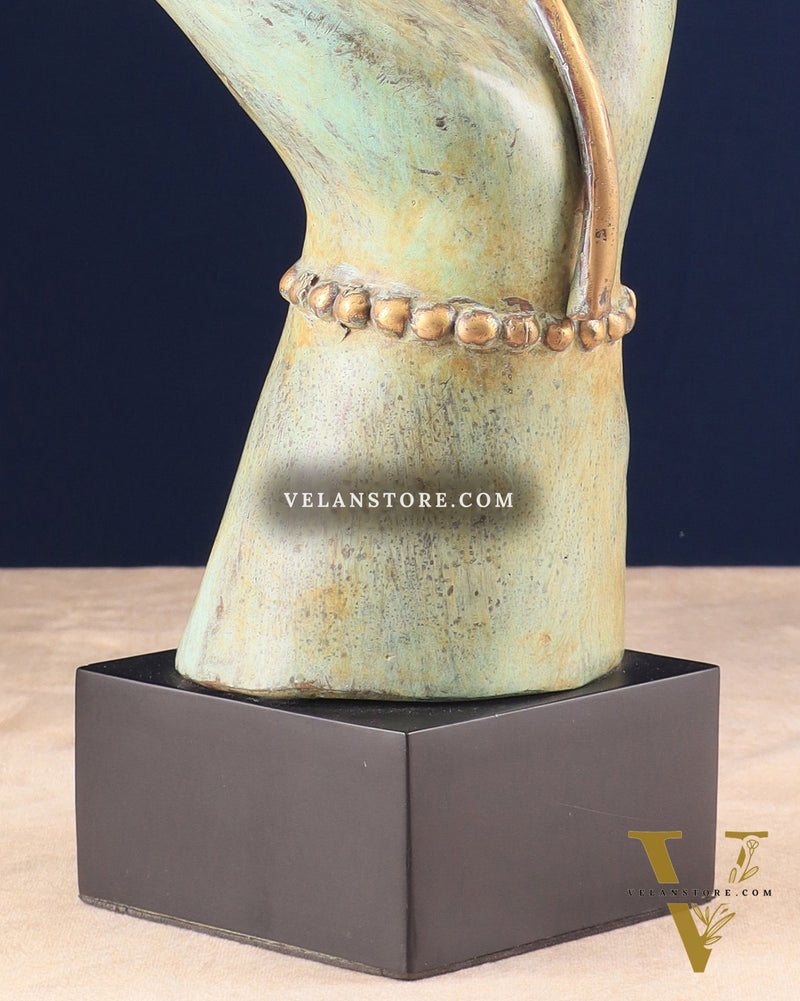 Indonesian Bronze Goddess Parvati Hand Holding a Lotus Table Accent Showpiece 17"