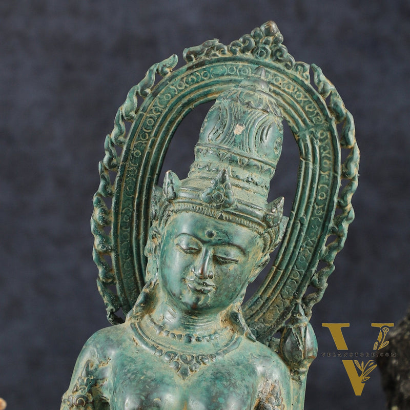 Indonesian Bronze Goddess Parvati Statue | Vintage Lost Wax Casting | 11"