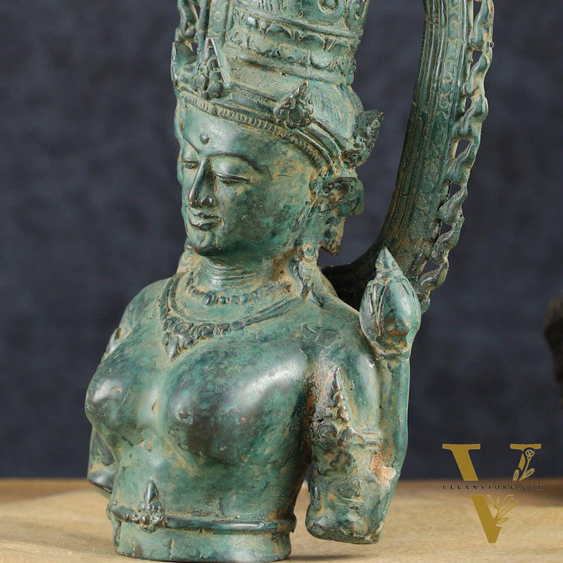 Indonesian Bronze Goddess Parvati Statue | Vintage Lost Wax Casting | 11"
