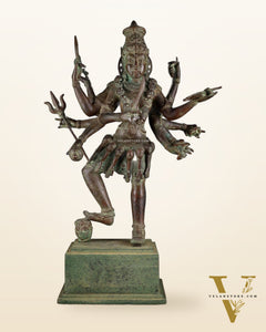 Indonesian Bronze Kali Statue – 23” (58 cm) Fierce Form with 10 Arms | Bronze Sculpture