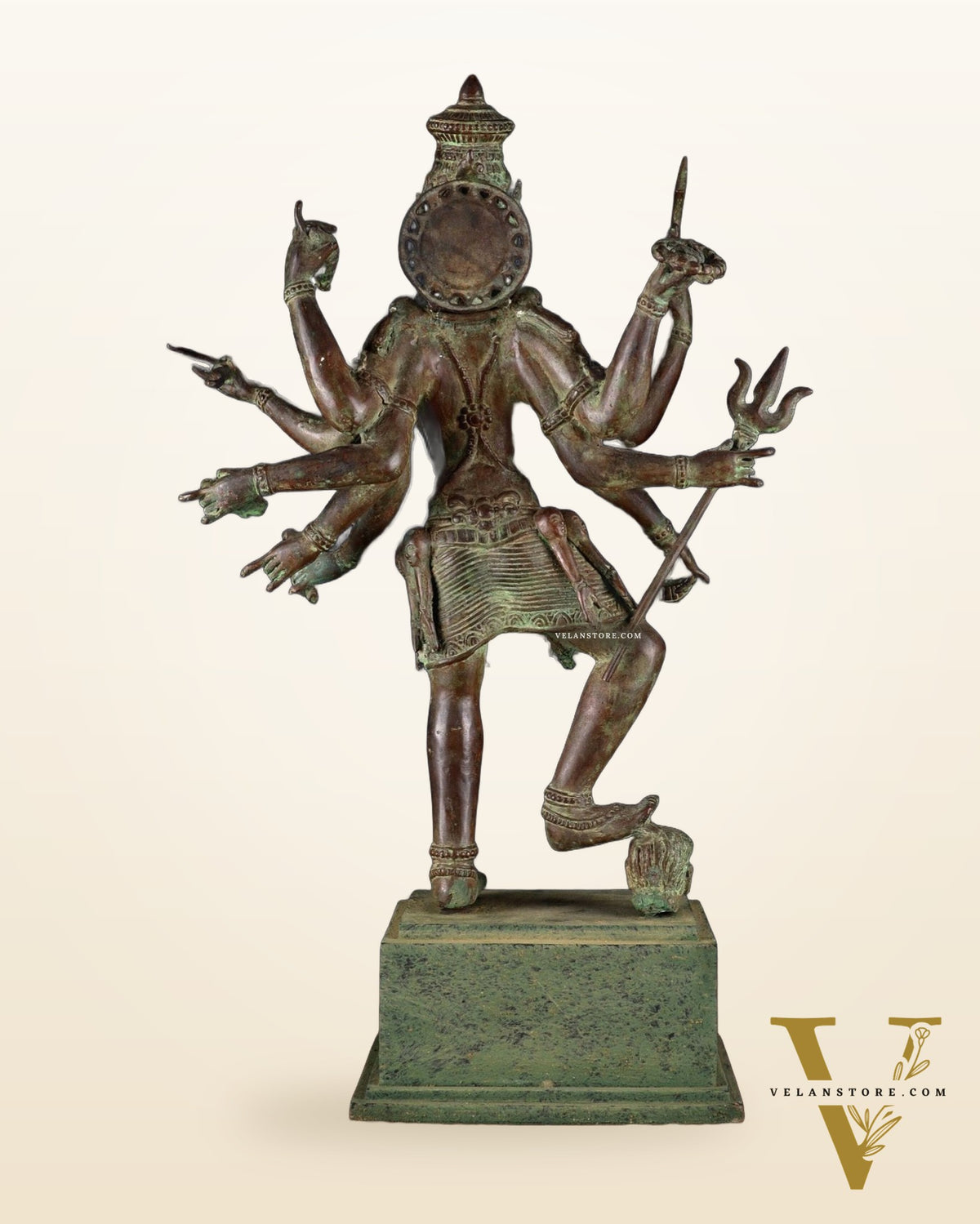 Indonesian Bronze Kali Statue – 23” (58 cm) Fierce Form with 10 Arms | Bronze Sculpture