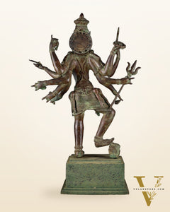 Indonesian Bronze Kali Statue – 23” (58 cm) Fierce Form with 10 Arms | Bronze Sculpture