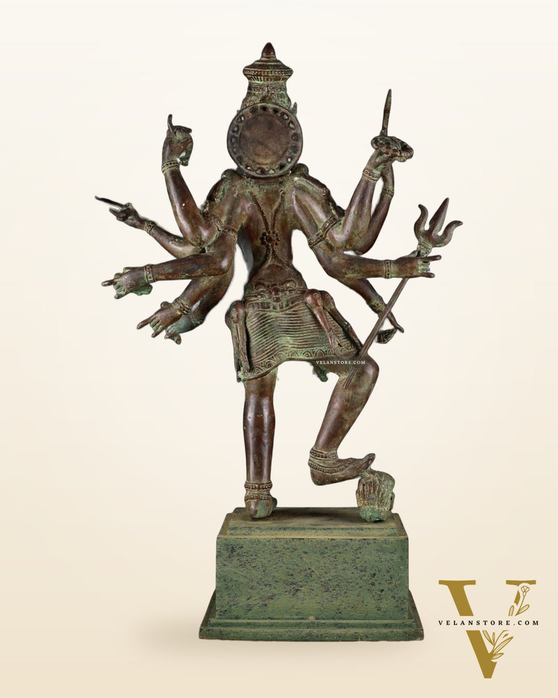 Indonesian Bronze Kali Statue – 23” (58 cm) Fierce Form with 10 Arms | Bronze Sculpture