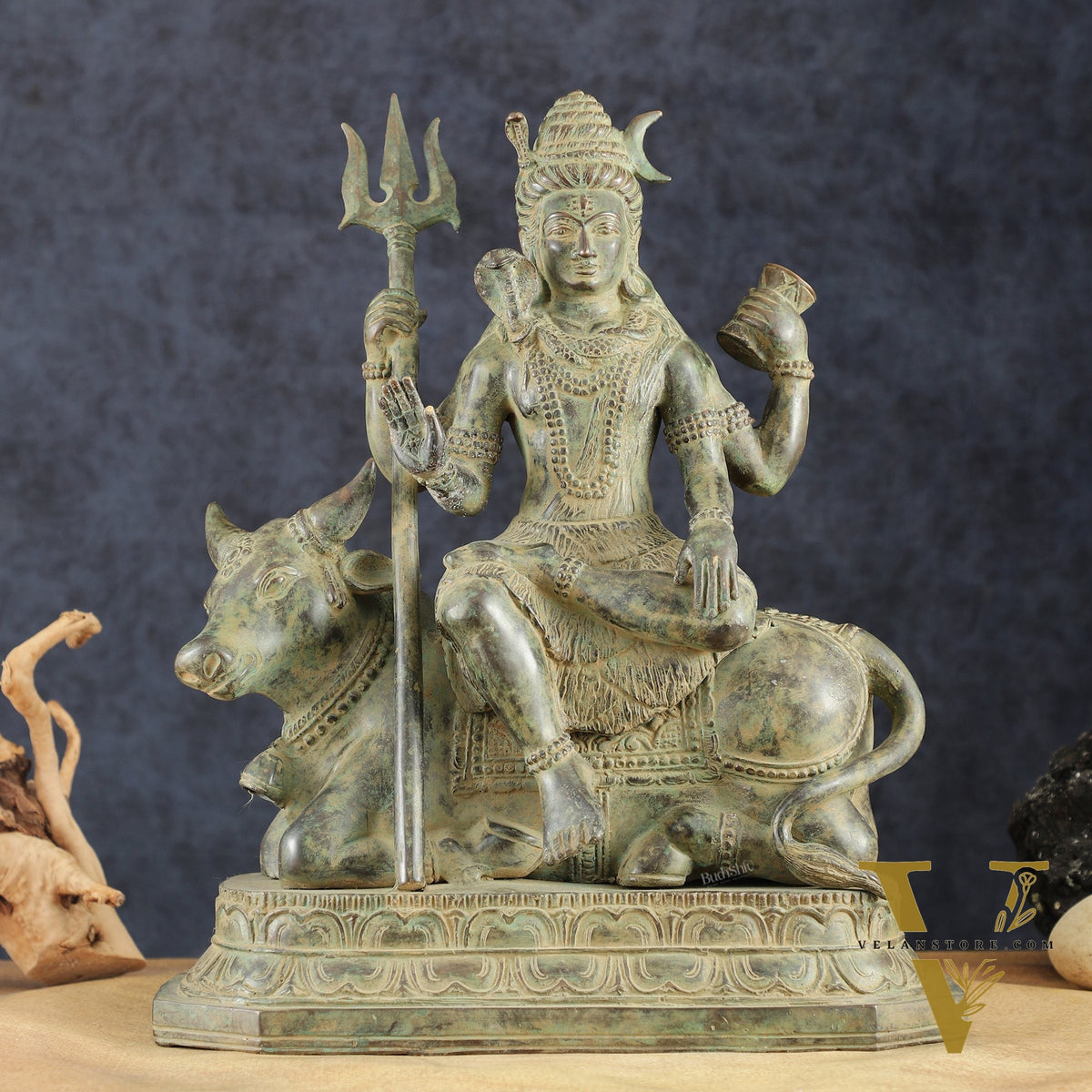 Indonesian Bronze Lord Shiva Seated on Nandi | Lost Wax Sculpture | 16"