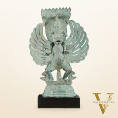 Indonesian Bronze Lord Vishnu Riding on Garuda Sculpture | Lost Wax | 21" Height |