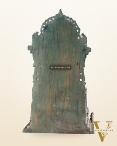 Indonesian Bronze Lord Vishnu Seated on a Throne with Garuda Sculpture 12"