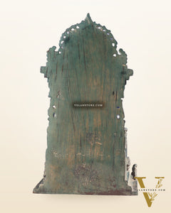 Indonesian Bronze Lord Vishnu Seated on a Throne with Garuda Sculpture 12"