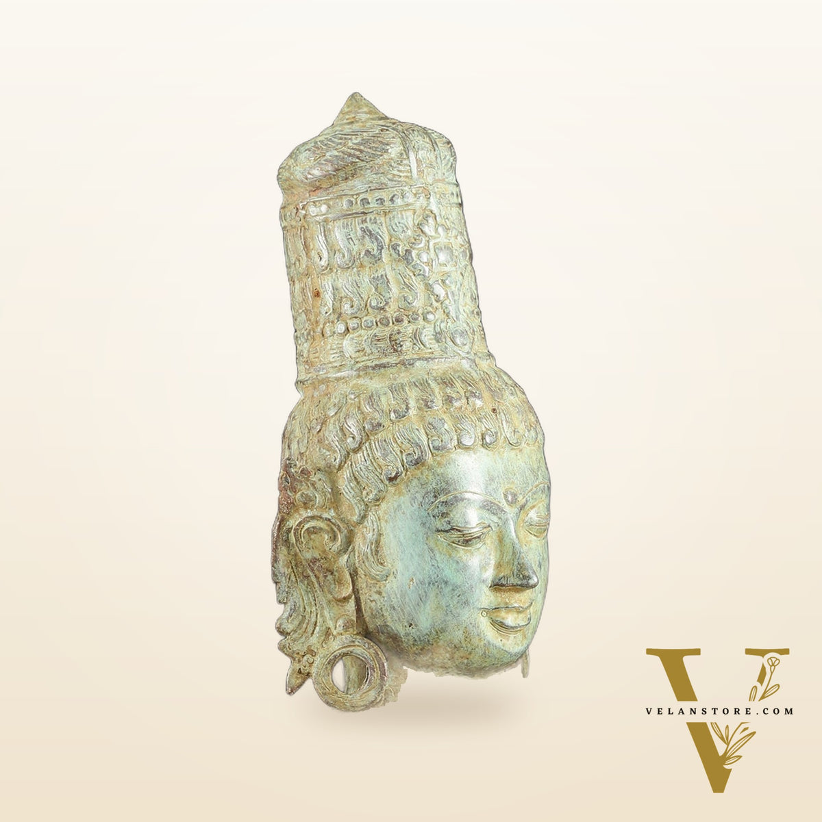 Indonesian Bronze Parvati Bust Sculpture on Wooden Base | 14"