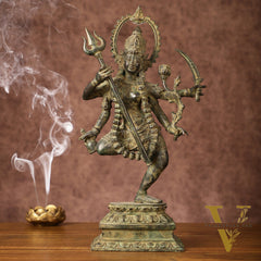 Indonesian Bronze Rare Dancing Mahakali Ma Statue | Height: 16.5 inch