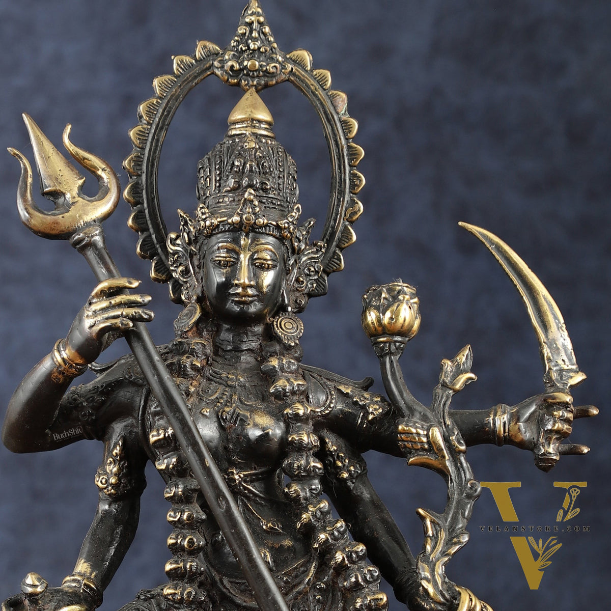 Indonesian Bronze Rare Dancing Mahakali Ma Statue | Height: 16.5 inch black edition