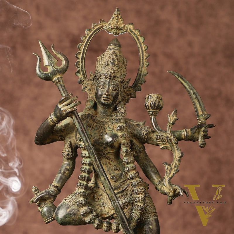 Indonesian Bronze Rare Dancing Mahakali Ma Statue | Height: 16.5 inch