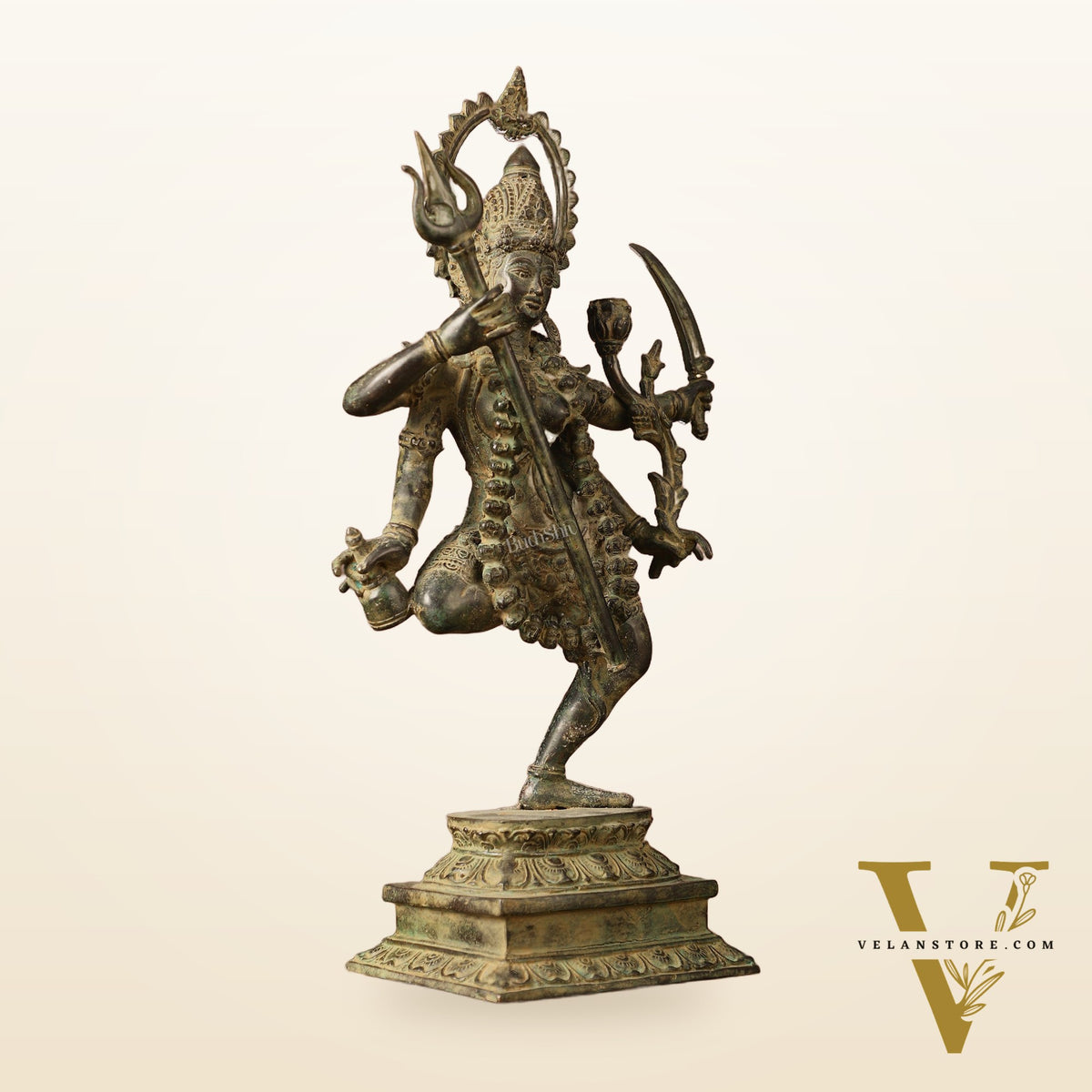 Indonesian Bronze Rare Dancing Mahakali Ma Statue | Height: 16.5 inch