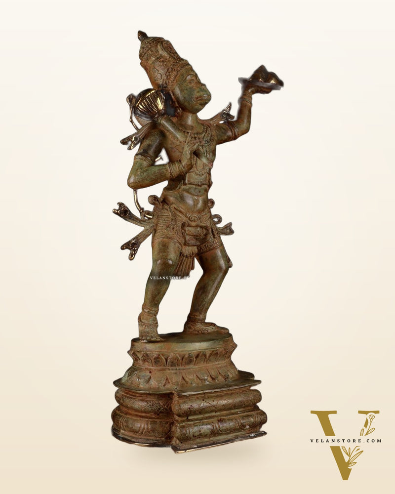 Indonesian Bronze Sanjeevani Hanuman Sculpture – 18"