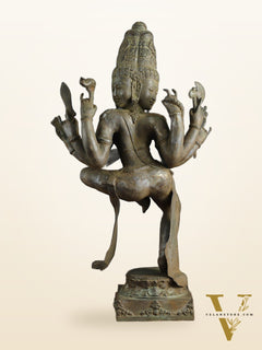 Indonesian Bronze Three-Headed Dancing Parvati Statue | Lost Wax Sculpture | 24" |