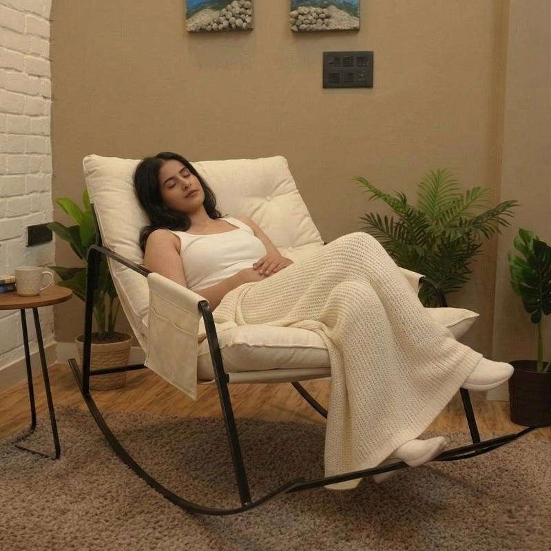 Modern Comfort Rocking Chair with Cushioned Seat