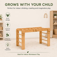 Natural Wood Multi-Shape Convertible Montessori Climbing Frame for Kids