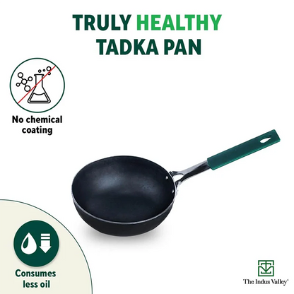 100% Pure Sheet Iron Tadka Pan, Silicone Handle, Seasoned, Toxin-free, 13.3cm / 0.43ml