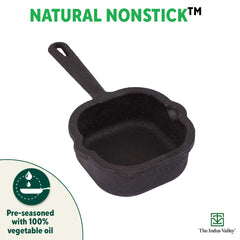 CASTrong Cast Iron Tadka Pan, Square Shaped, Pre-seasoned, Natural Nonstick, 100% Pure, Toxin-free, Induction