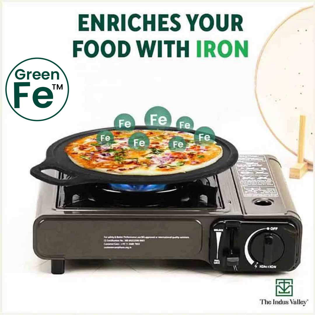 Super Smooth Cast Iron Tawa + Free ₹110 Spatula, Pre-seasoned, Nonstick, 100% Pure, Toxin-free, 30.5cm, 2.3kg