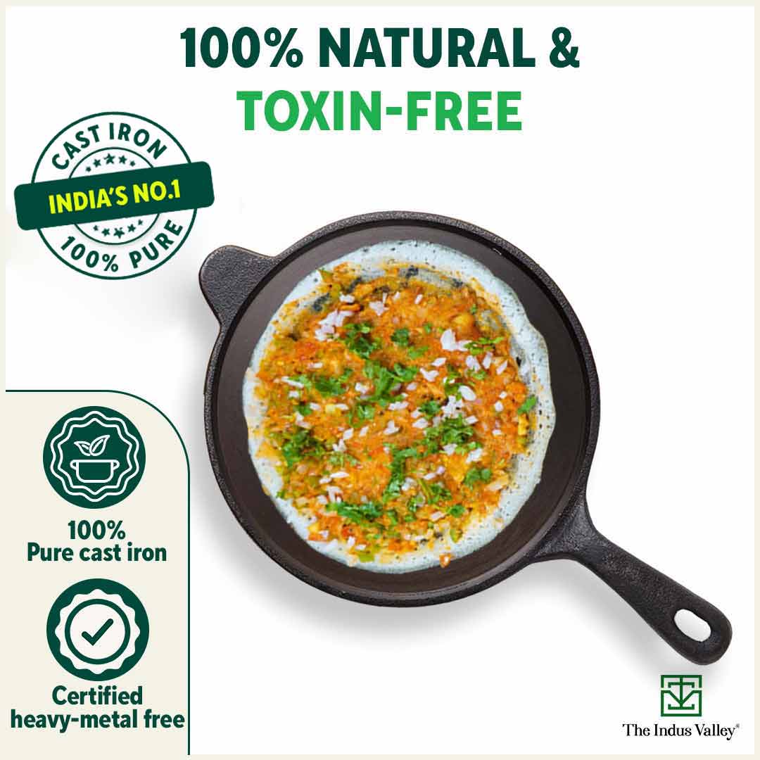 Super Smooth Cast Iron Tawa with Handle,Pre-seasoned, Nonstick, 100% Pure, Toxin-free, Induction, 26.3cm, 1.8kg