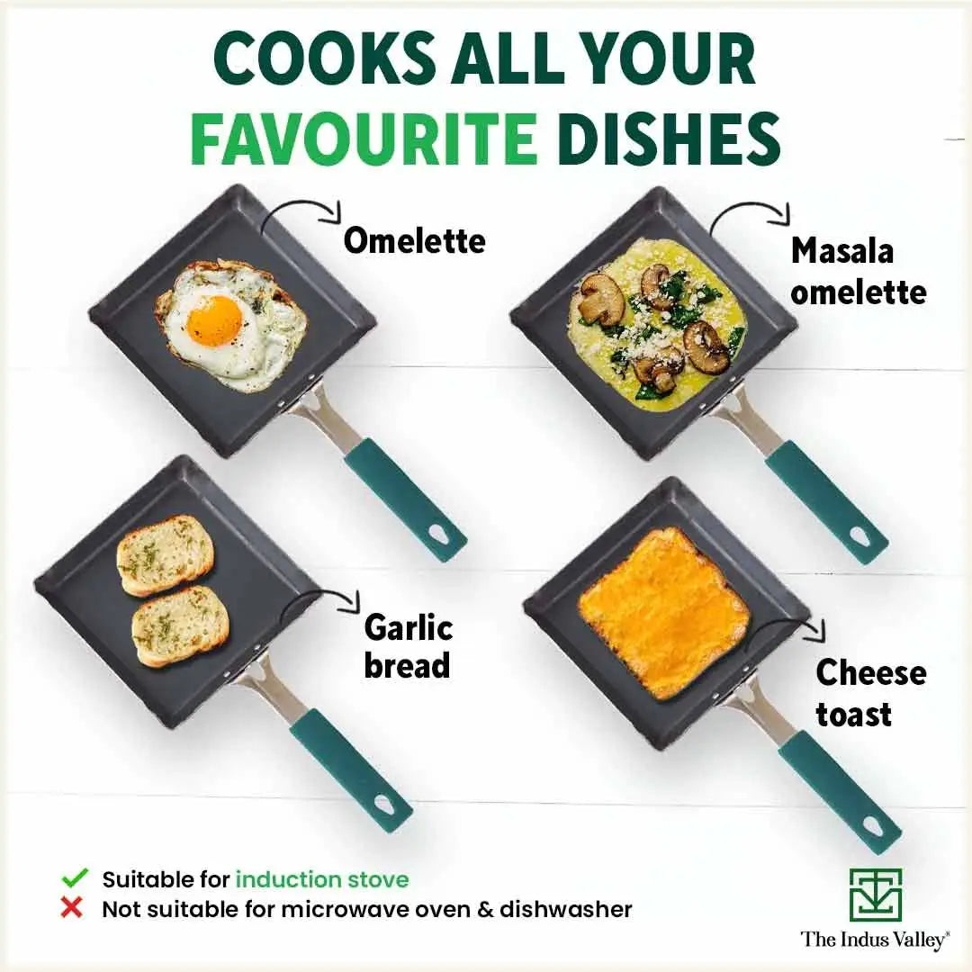 100% Pure Iron Omelette Pan with Bakelite Handle, Bread Toast, Toxin-free, Induction, Base, 14cm