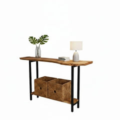 Live edge Console Table With Metal base frame
