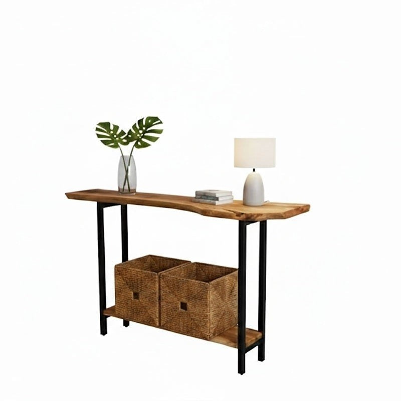 Live edge Console Table With Metal base frame