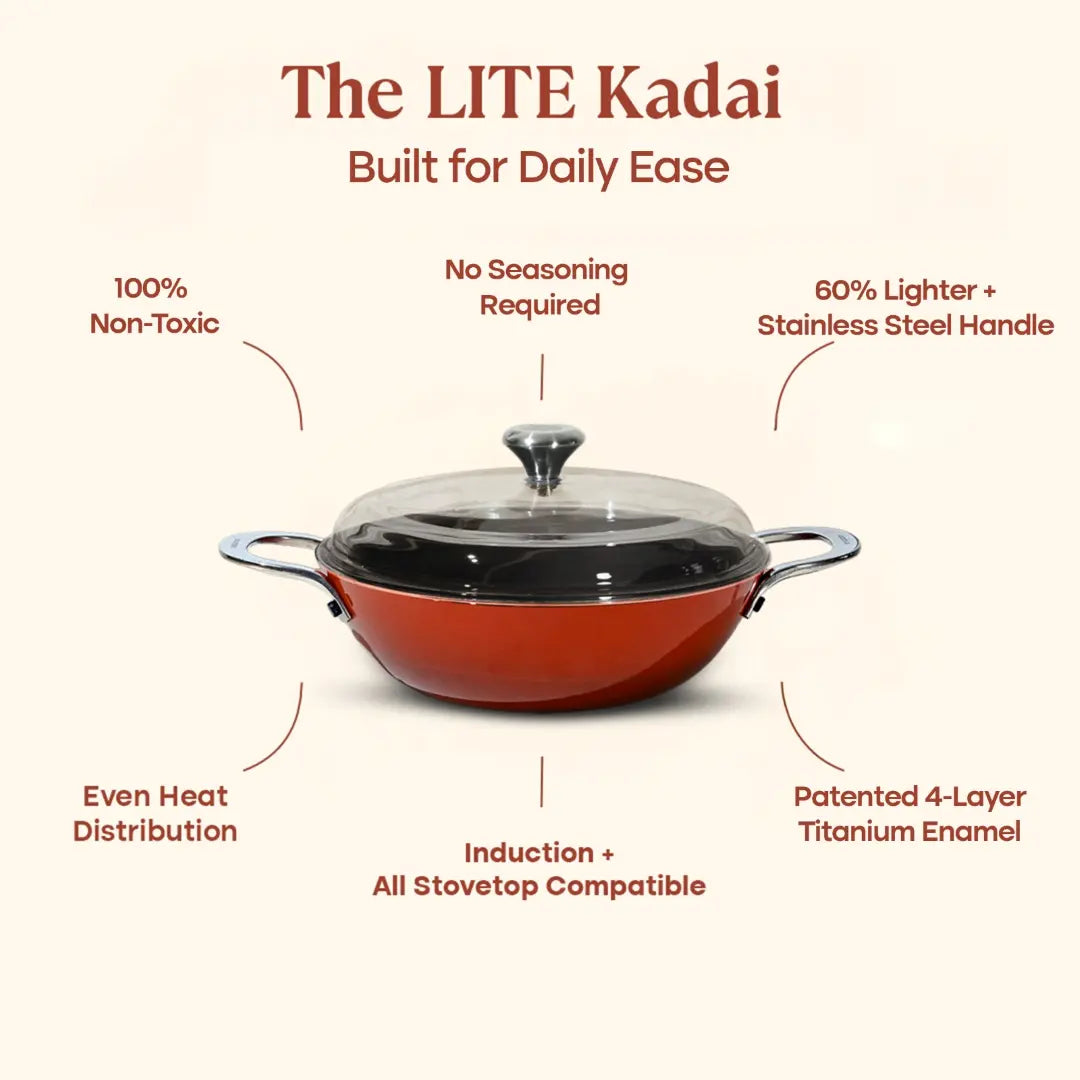 No. 9 Enamel Cast Iron Kadai LITE (2.1L)