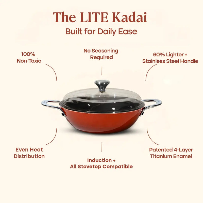 No. 9 Enamel Cast Iron Kadai LITE (2.1L)