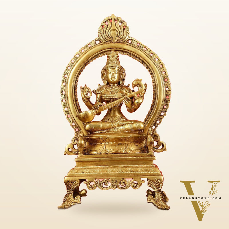 Inspiring Brass Saraswati Idol 15 inch