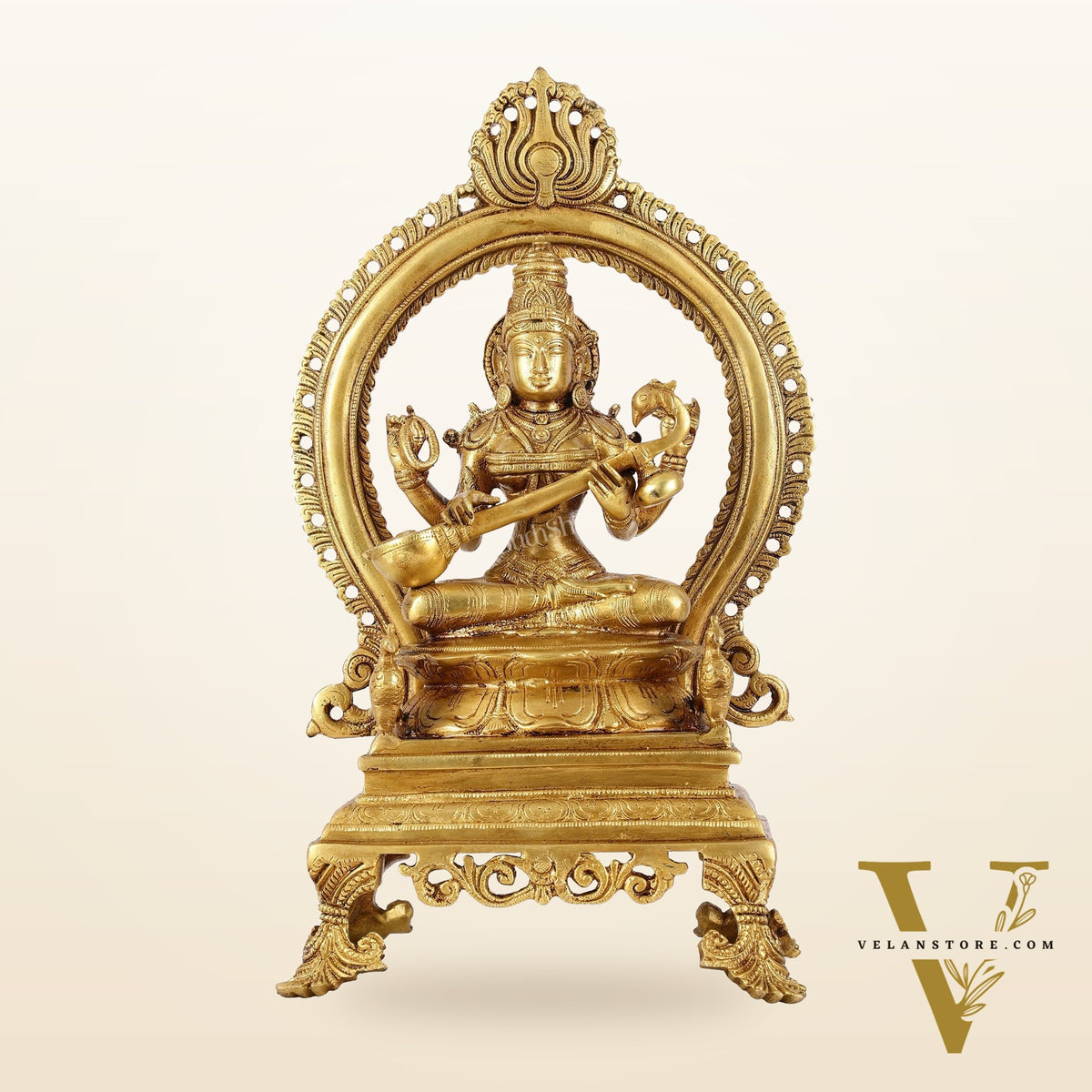 Inspiring Brass Saraswati Idol 15 inch