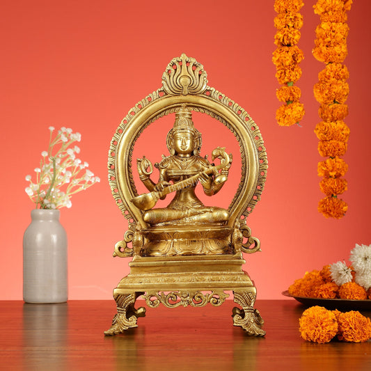 Inspiring Brass Saraswati Idol 15 inch