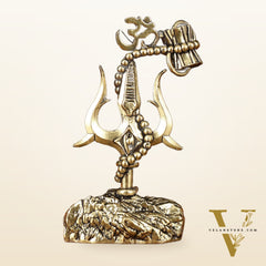 Intricate Brass Lord Shiva Symbol for Car Dashboard or Gifting - 2.5"