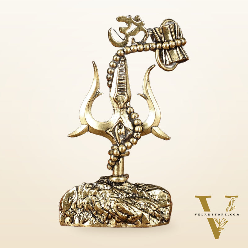 Intricate Brass Lord Shiva Symbol for Car Dashboard or Gifting - 2.5"