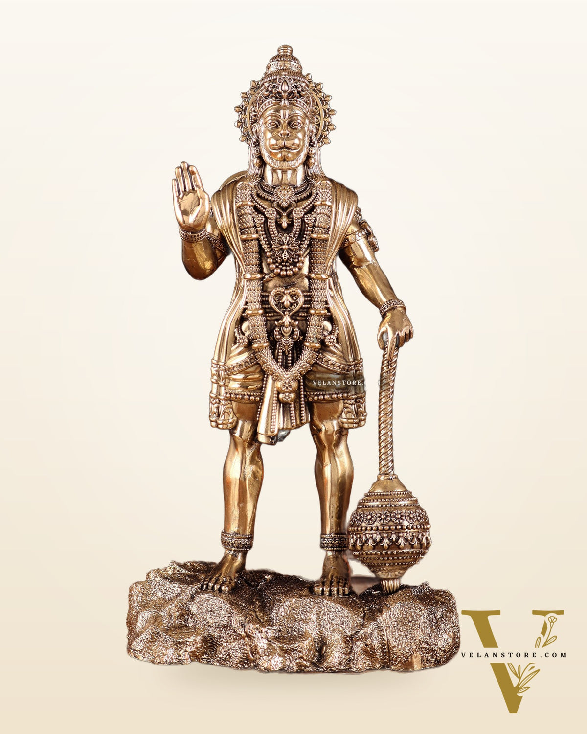 Intricate Brass Standing Hanuman Ji Idol – Superfine Finish | 12"