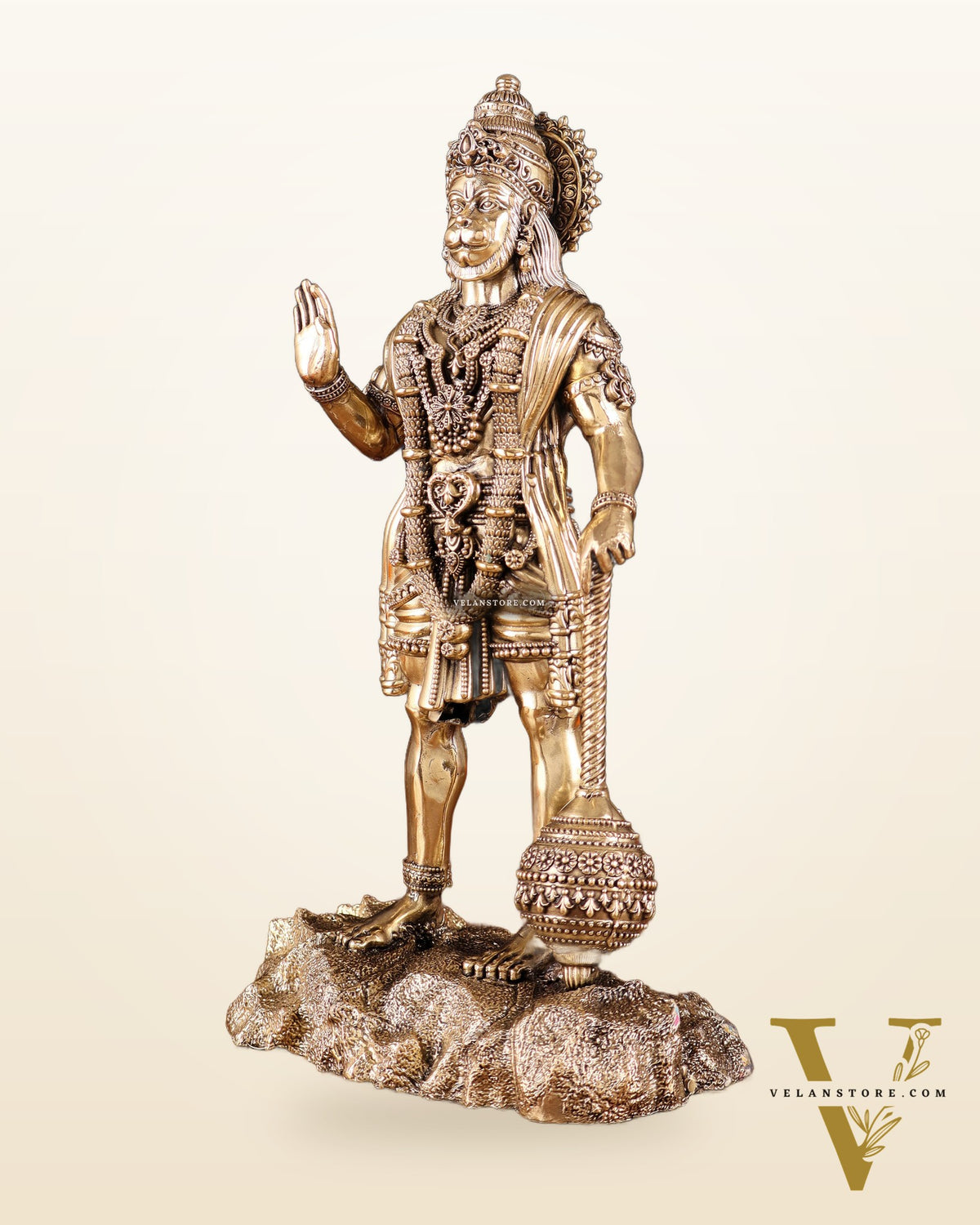 Intricate Brass Standing Hanuman Ji Idol – Superfine Finish | 12"