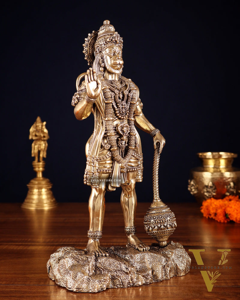 Intricate Brass Standing Hanuman Ji Idol – Superfine Finish | 12"