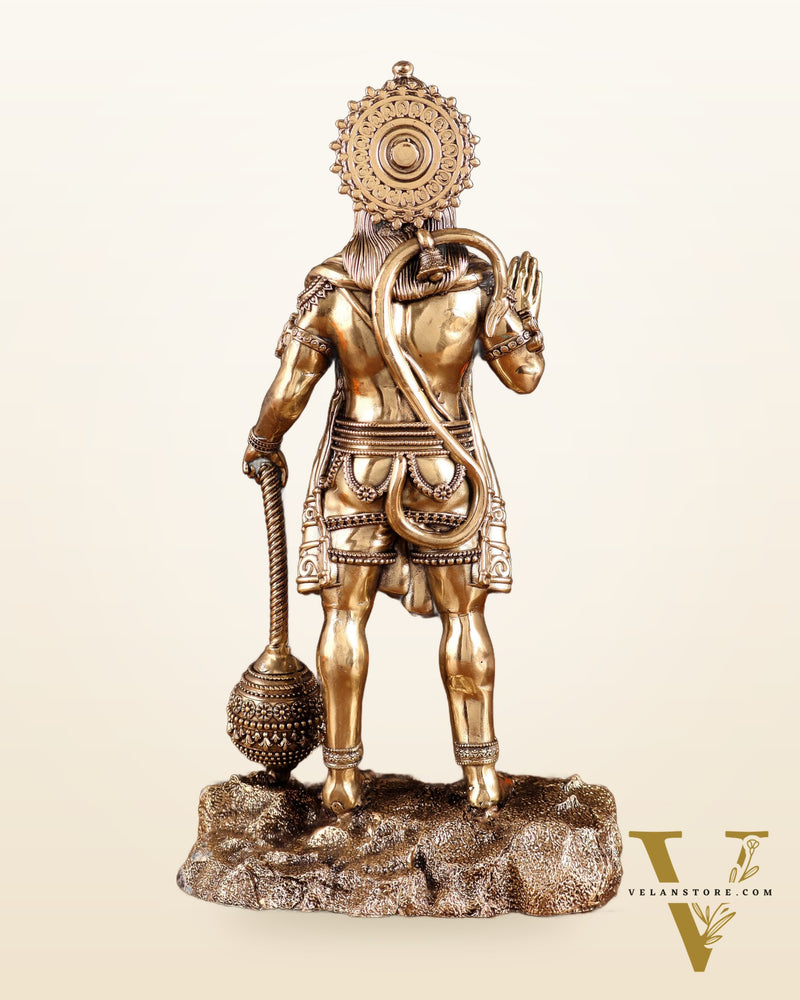 Intricate Brass Standing Hanuman Ji Idol – Superfine Finish | 12"