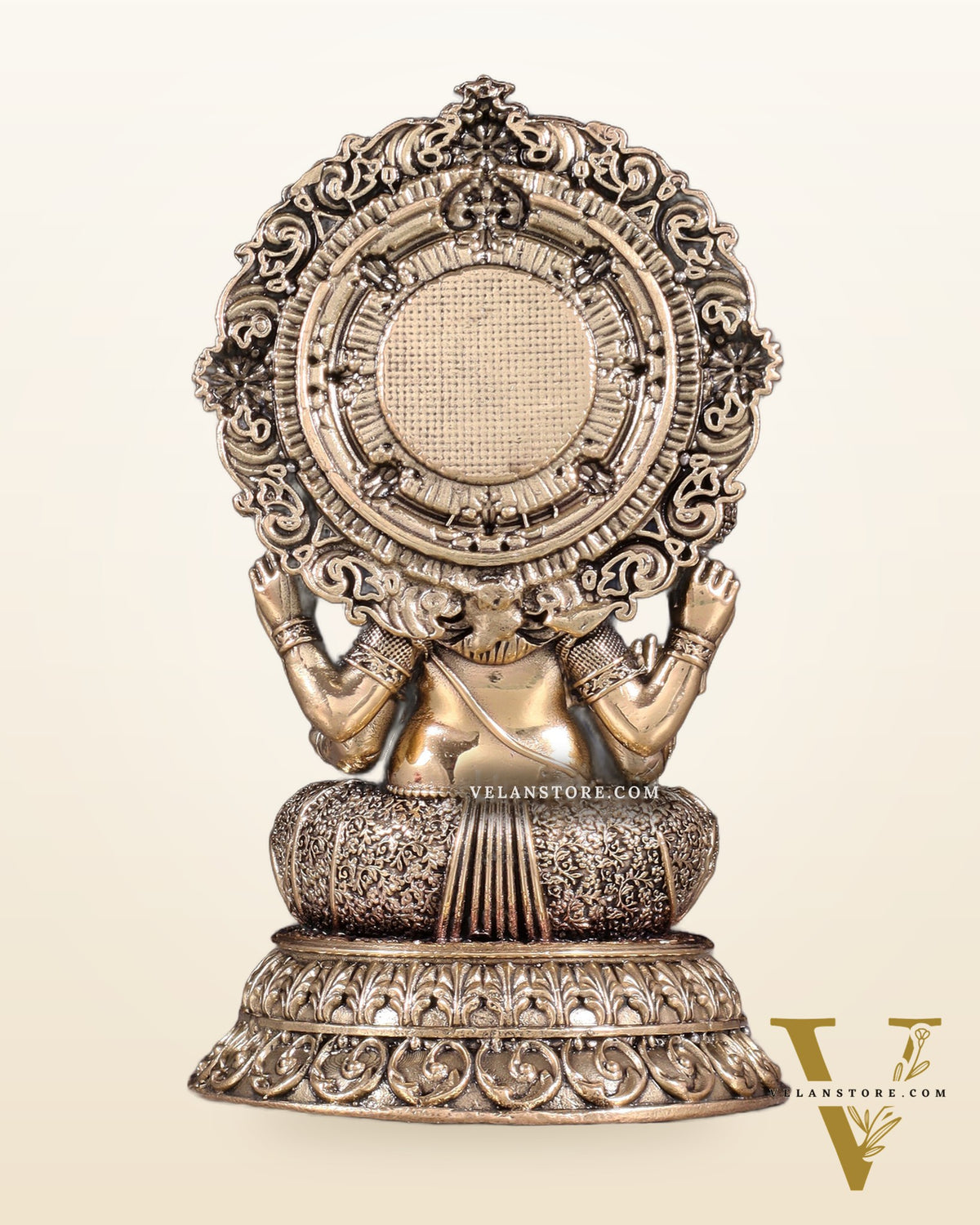 Intricate Brass Superfine Ganesha on Throne Idol 5.25"