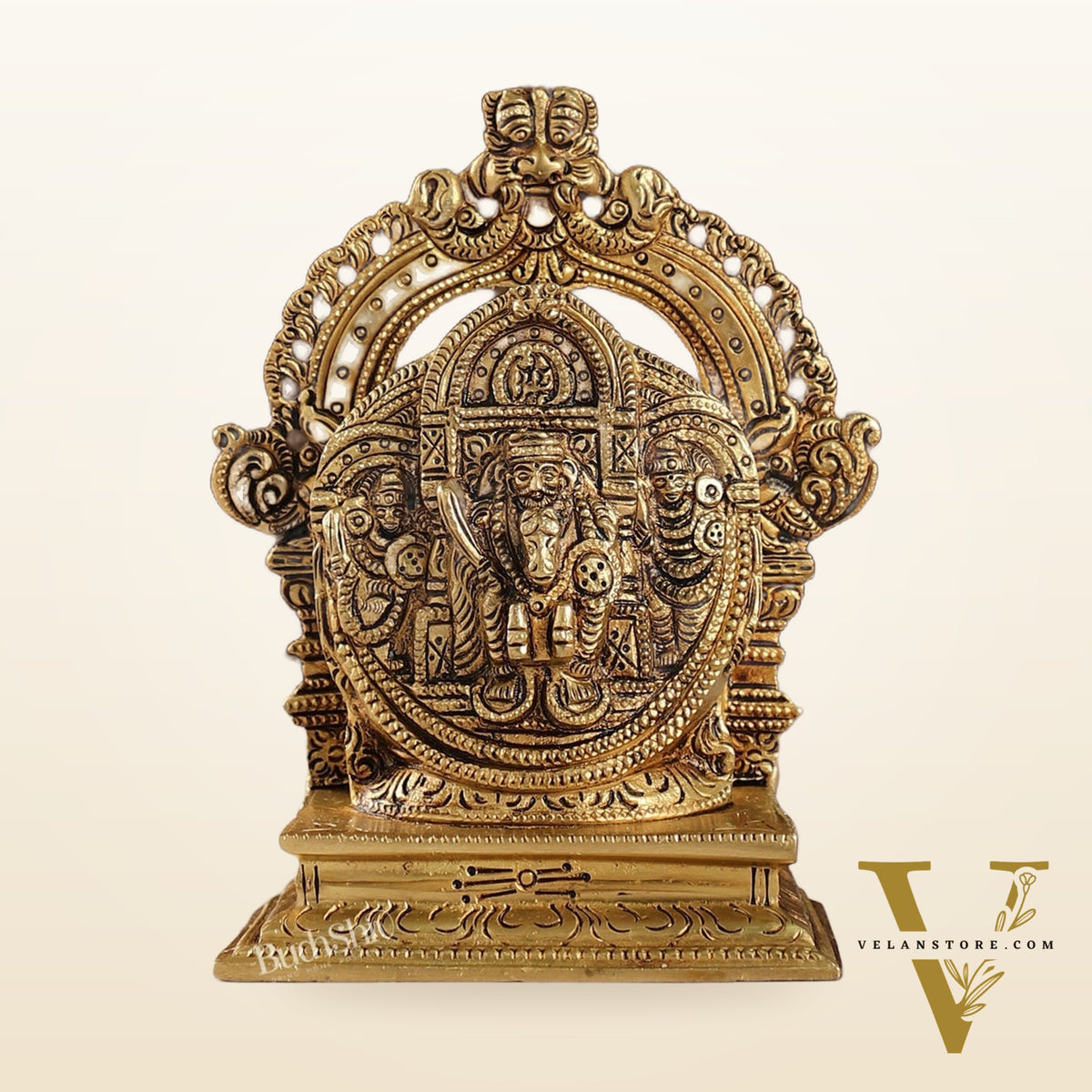 Intricate Brass Superfine Ravalnath Idol with Arch | 6" Height | Spiritual Splendor