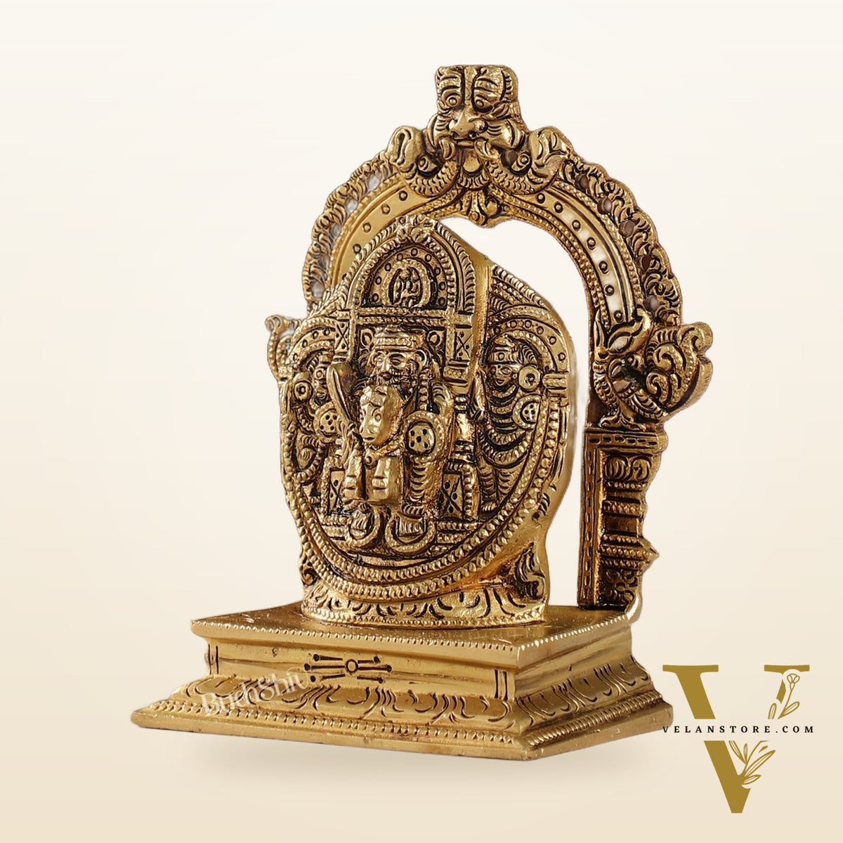 Intricate Brass Superfine Ravalnath Idol with Arch | 6" Height | Spiritual Splendor