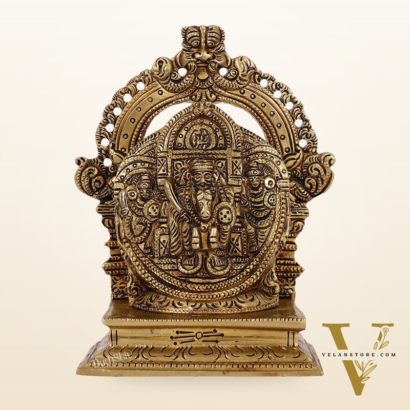 Intricate Brass Superfine Ravalnath Idol with Arch | 6" Height | Spiritual Splendor