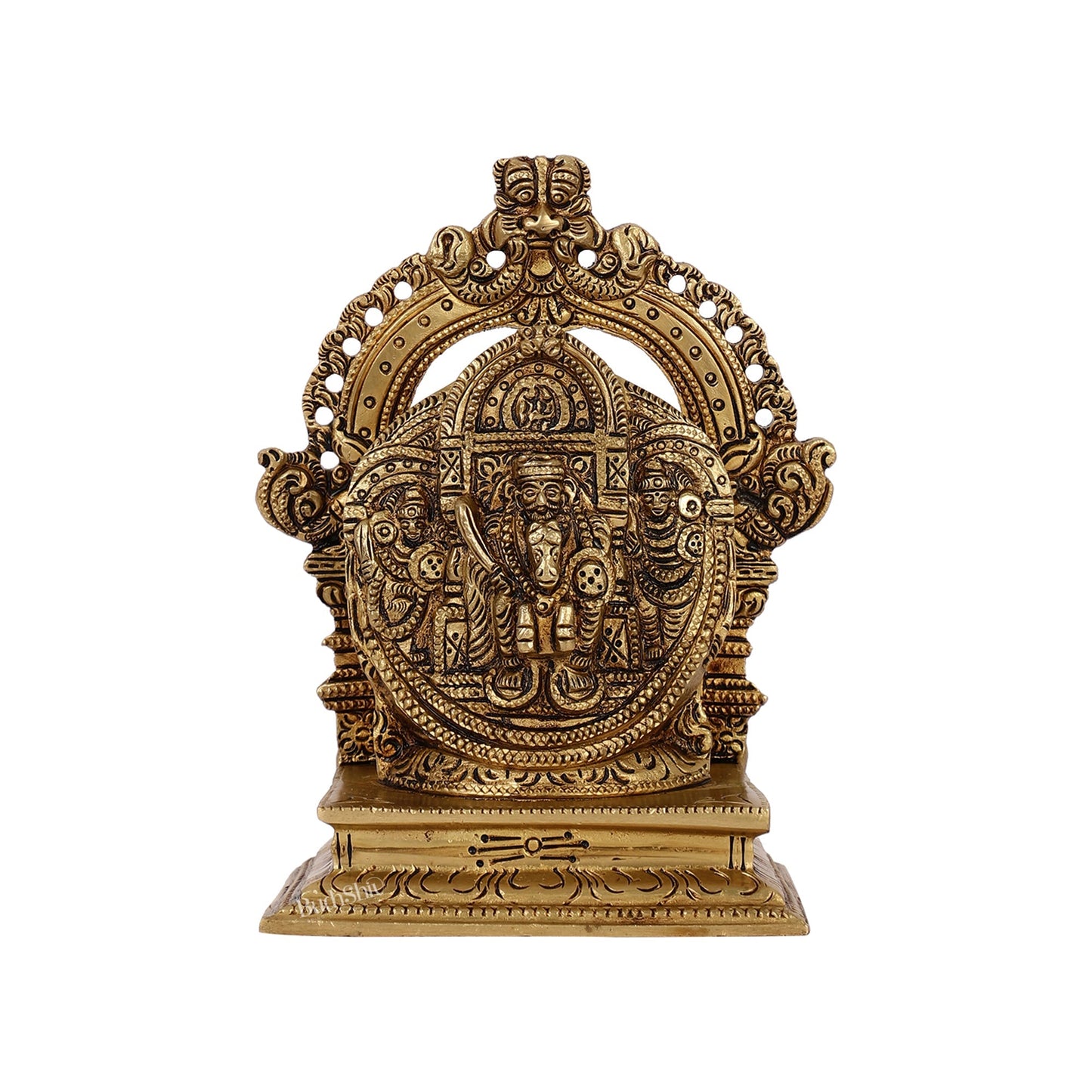 Intricate Brass Superfine Ravalnath Idol with Arch | 6" Height | Spiritual Splendor
